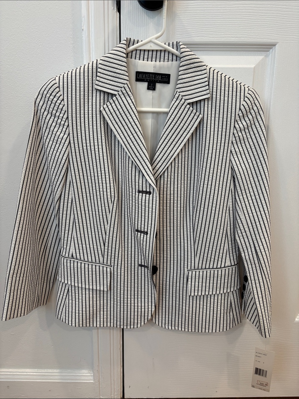 Lafayette 148 New York Black and White Striped Blazer